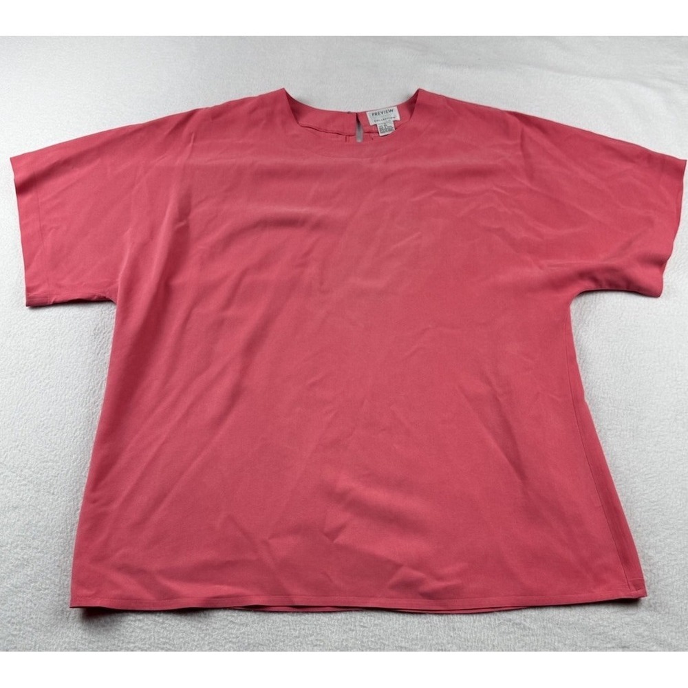 Nordstrom Preview Collection 100% Silk Salmon Short Sleeve Blouse/Top Women's L